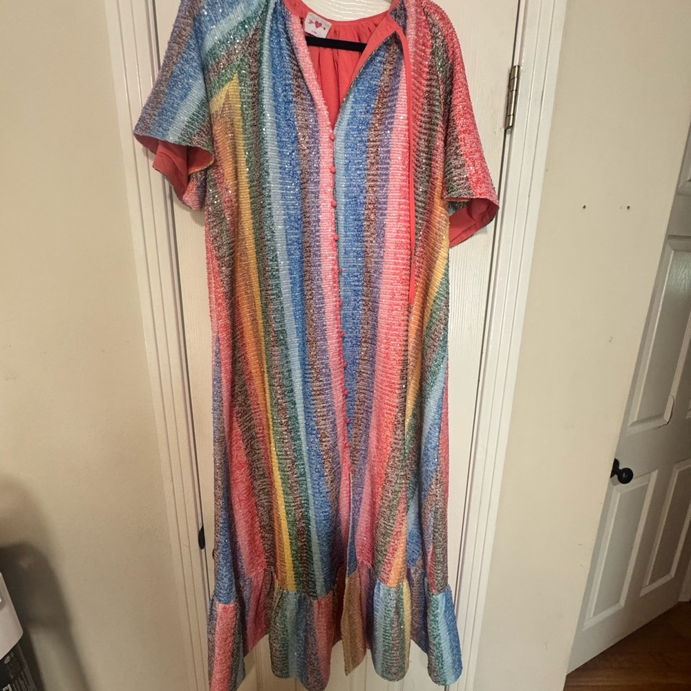 Buddy Love Coral and Blue Sequin Dress